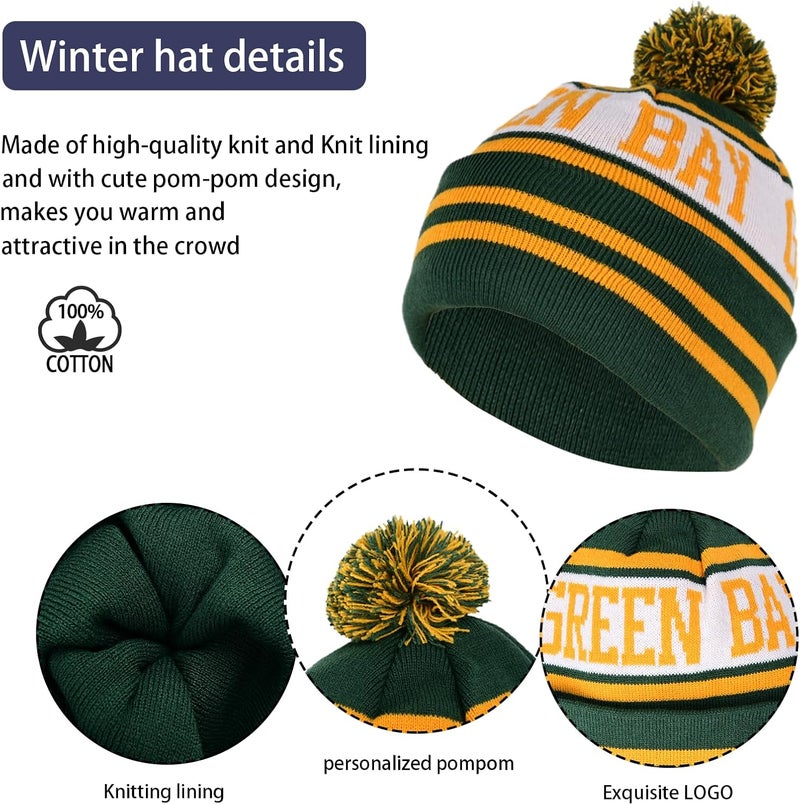 mtstaowe Vintage Classic Skull Cap Beanie Hat Cuffed Winter Hat Knit Comes with Warm Gloves Gifts for Men Women Fans - Image 2